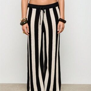 Striped Black and White Women's knit Pants